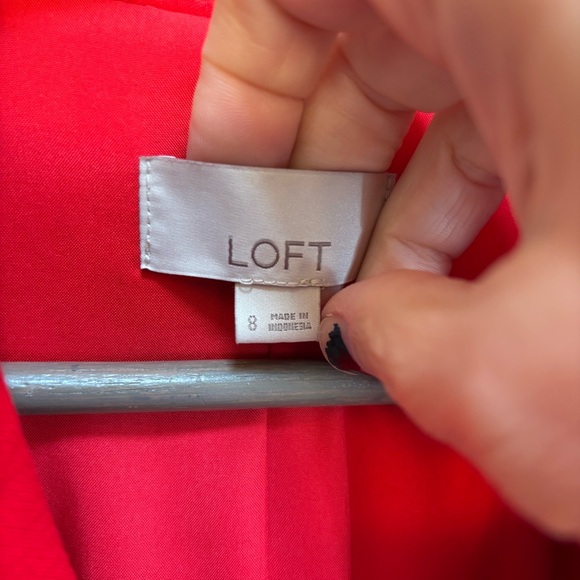 Loft Vibrant Red Blazer Size 8 Office Preppy Academia Washable Lined Pockets - Picture 2 of 13